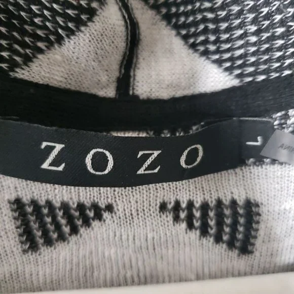 ZOZO woman Size L Long Cardigan Linen Viscose blend Geometric print Open Front - Picture 4 of 5
